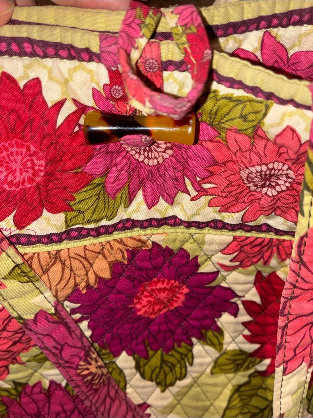 Vera Bradley Quilted Floral Tote in Pink, Green & Purple